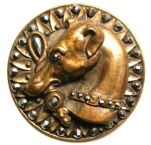 19th Century Brass and Steel Whippet Button
