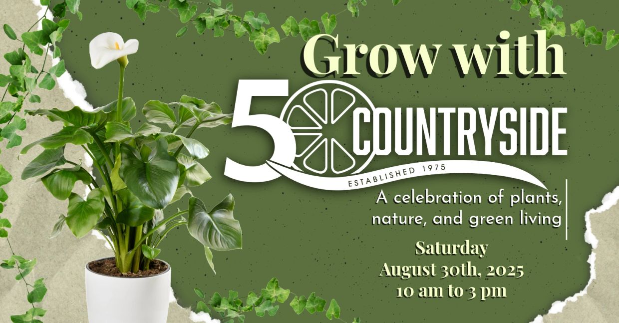 Celebrating 50 years of Countryside with plants and green living on August 30th, 2025.