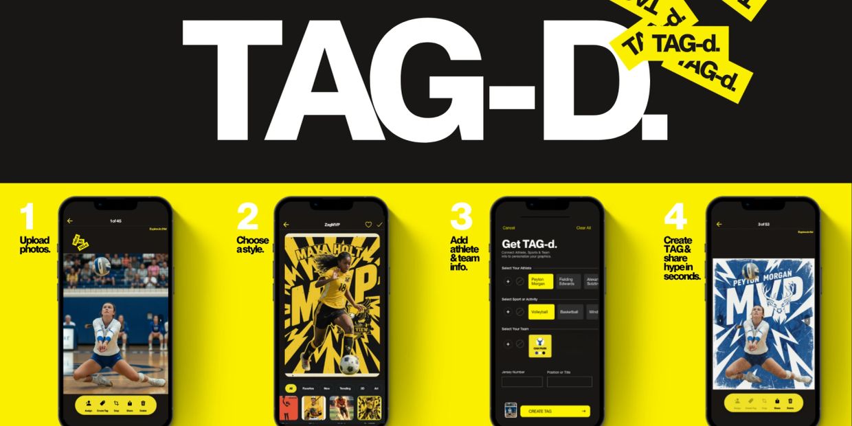 Step-by-step guide to creating sports hype graphics using TAG-d app.