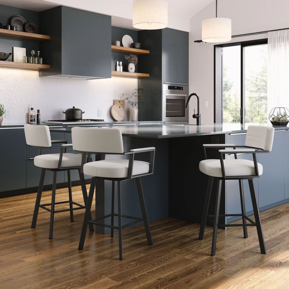 Amisco Albert Swivel Stool shown on MI Gull PVC and Black Coral Legs
