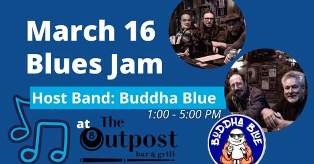 Jammers playing at the March 2025 monthly blues jam held at the Columbia MO Eagles Club.