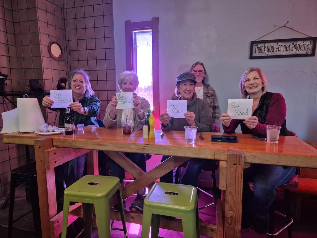 Happy ladies at the March 2025 MO Blues monthly jam held at the Outpost Bar & Grill in Centertown MO