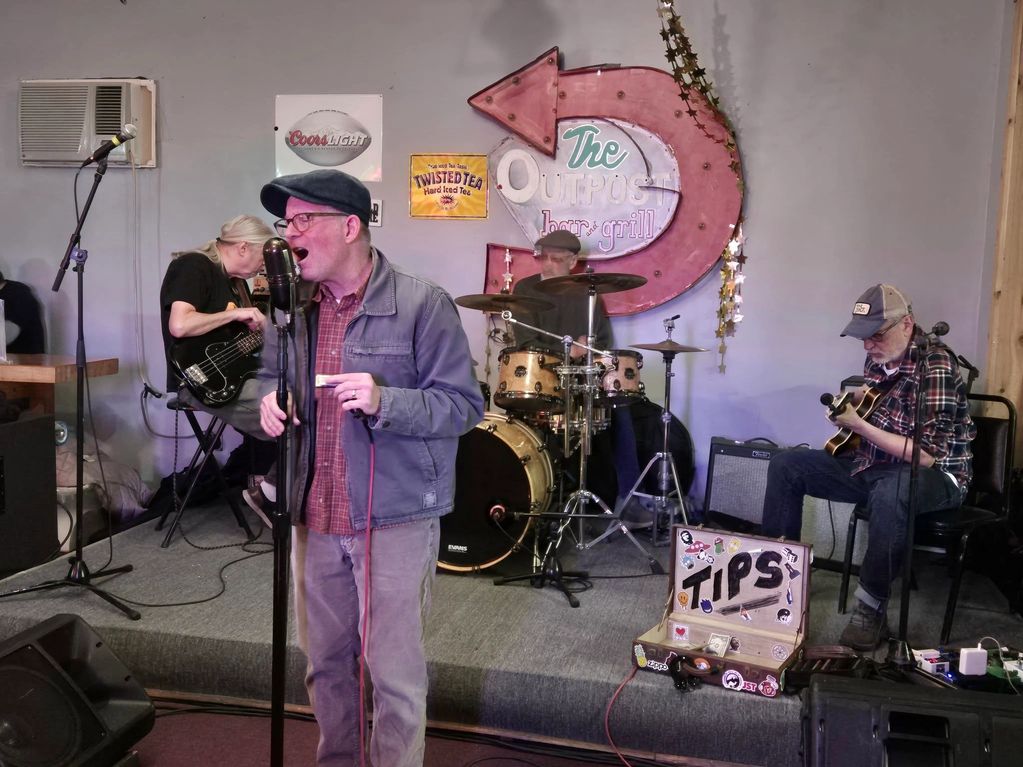 Jammers playing music  at the March 2025 monthly blues jam held at the Columbia MO Eagles Club.