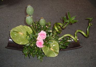 Modern bamboo table arrangement by Arabella's flowers