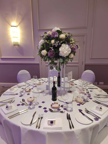 wedding table decoration on high stand