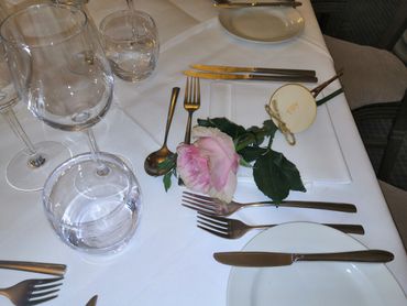 Mondial rose wedding table place setting