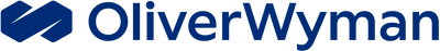 Oliver Wyman logo in blue with geometric icon.