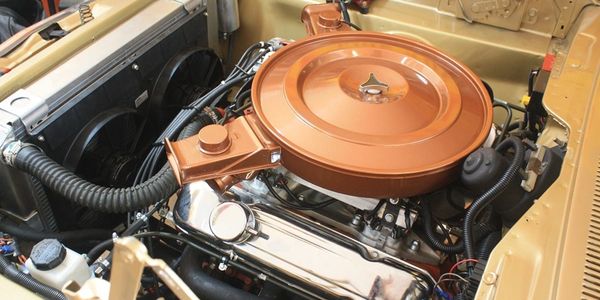 Edelbrock fuel-injected 440 big block engine in a 1969 Plymouth Belvedere.