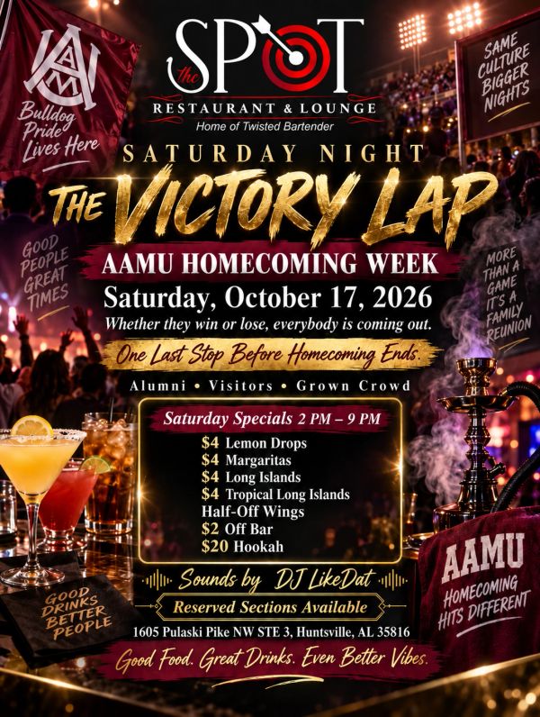 Homecoming event "The Victory Lap" at a restaurant on October 17, 2026.