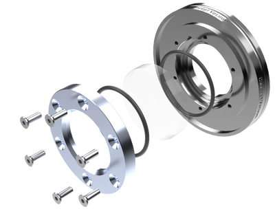 Exploded view of a demountable vacuum viewport
