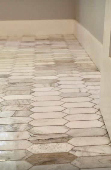 Bathroom tile floor, modern grey hexagon