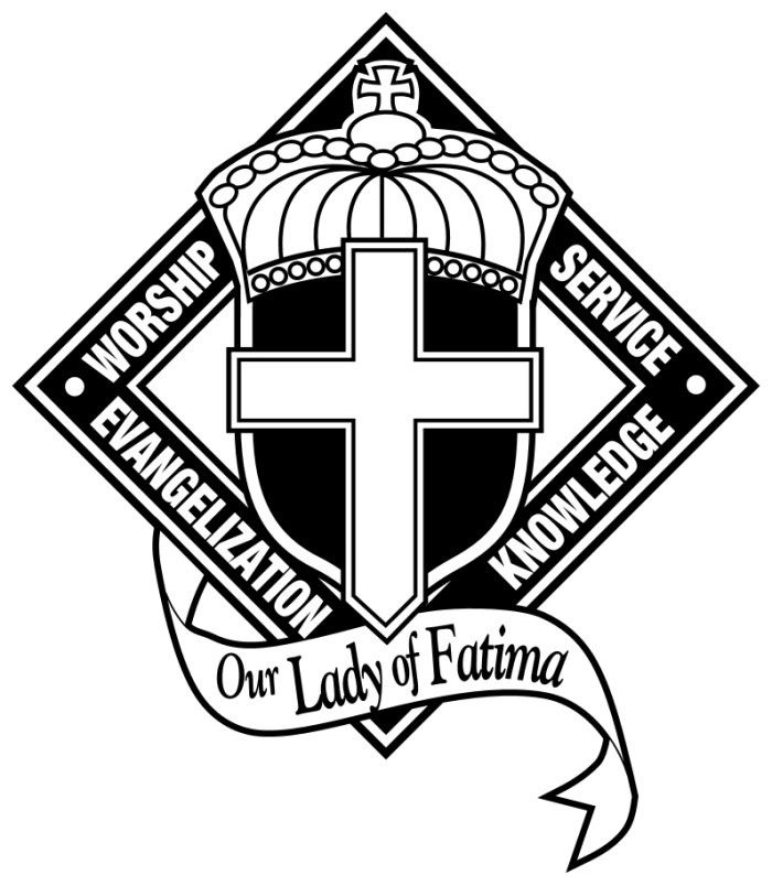Our Lady of Fatima school logo - Worship, service, evangelization and knowledge
