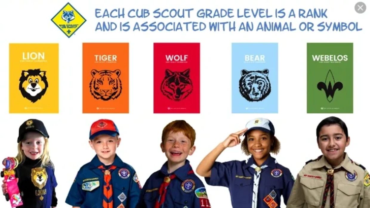Each cub scout grade level is a rank and is associated with an animal or symbol.