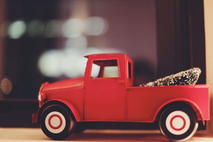 Model Truck carrying a model cut Christmas tree