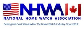 Logo of the National Home Watch Association featuring US and Canadian flags.