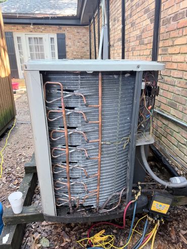 New commercial HVAC condenser coil installation for a restaurant
