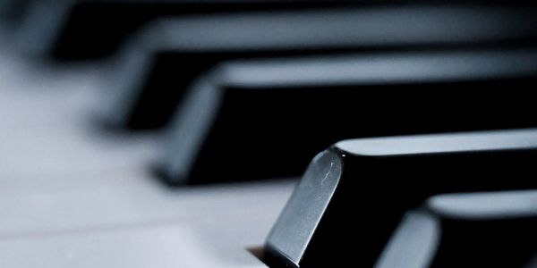 Close-up of piano keys.