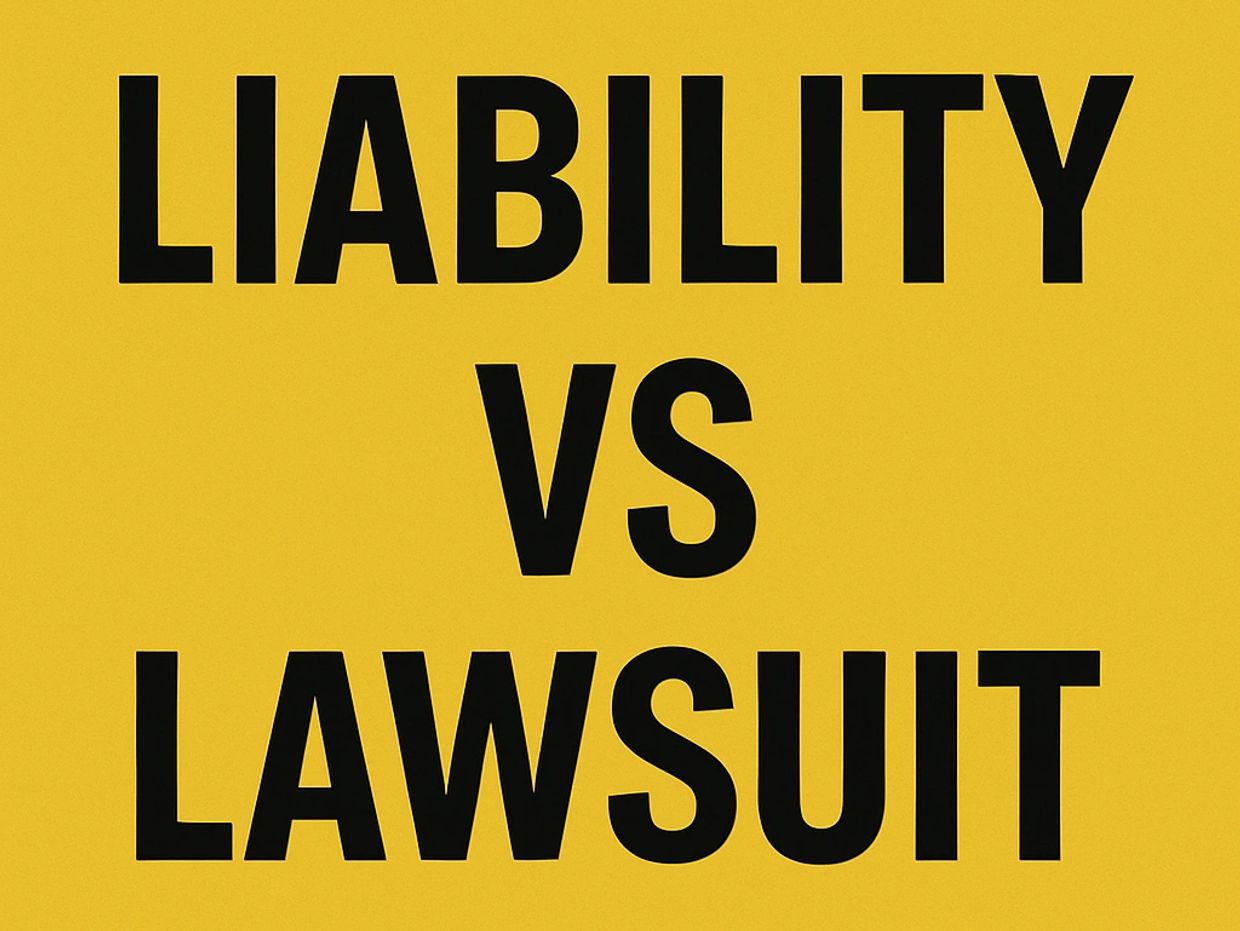 Bold black text stating 'LIABILITY VS LAWSUIT' on a yellow background.asphault striping
parking lot striping
parking lot lines
parking striping
parking space striping
parking stall striping
parking lot striping near me
parking lot painters near me
striping near me
parking lot striper near me