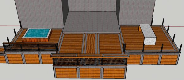 3D custom deck model, composite deck, Deckorators decking, Keylink Railing