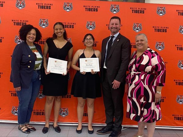 White Plains Superintendent of Schools Joe Ricca joined in the award celebration.