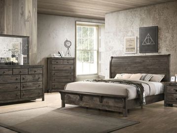 rustic gray bed