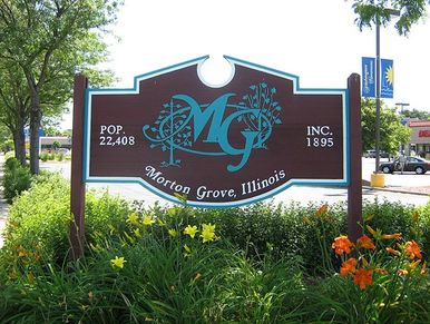 Sign "Village of Morton Grove"
Pop. 22,408
Inc. 1895