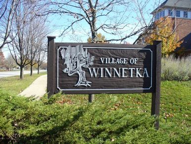 Brown Wooden Sign - Village of Winnetka