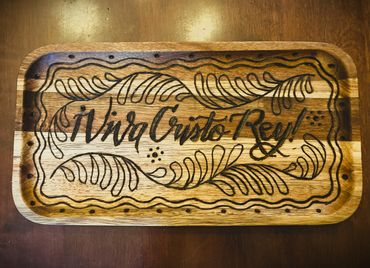 wooden pyrography platter