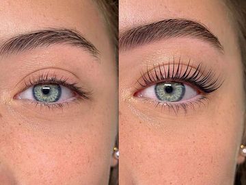 before and after picture of lash lifting