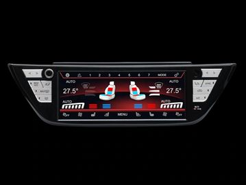 Car dual-zone climate control display with seat heating and cooling.