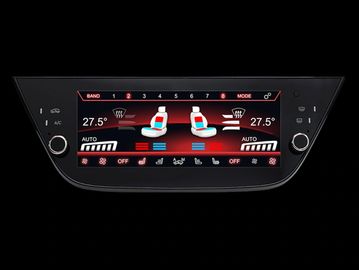 Car climate control system with seat heating and cooling display.