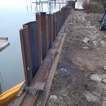 A seawall installation