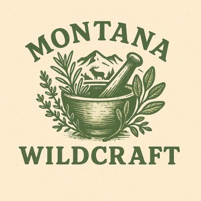Montana Wildcraft logo with mortar, pestle, and herbs