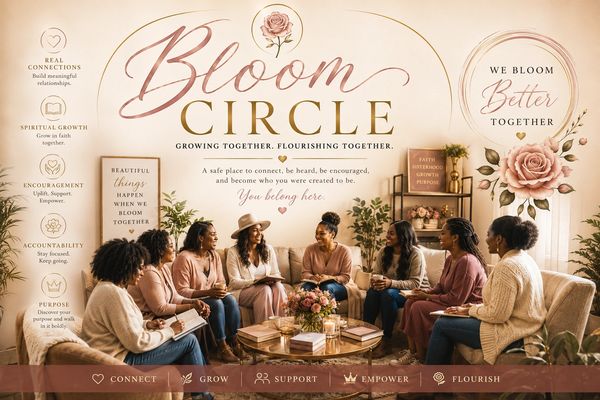 A supportive women's group meets in a cozy setting to grow and empower each other.
