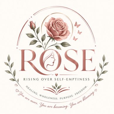 Elegant floral design with the word ROSE and a meaningful acronym.