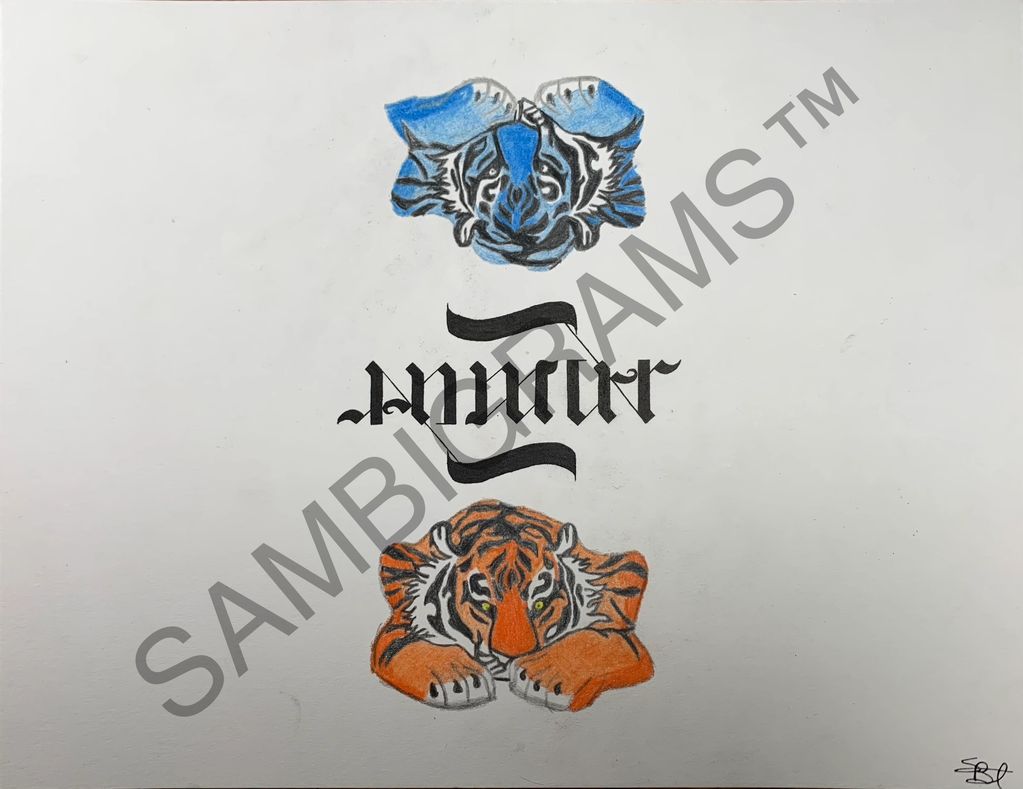 Custom ambigram for framed work