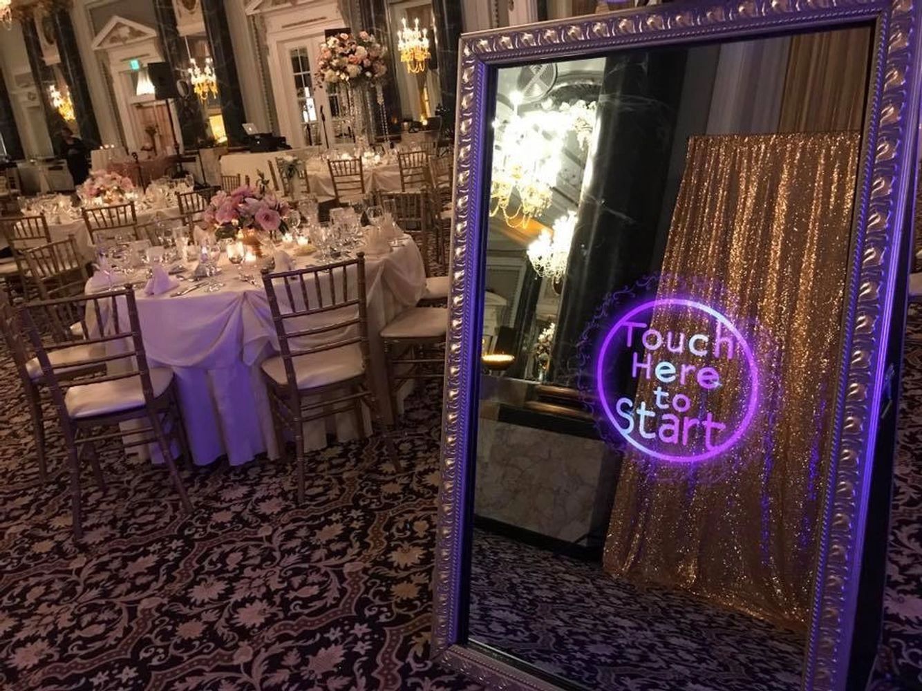 Mirror photo booth at a wedding