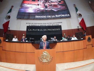 Crhistine Lagarde, directora del FMI, de visita en el Senado de la República