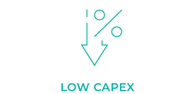 An icon image indicating Low Capital Expenditures.