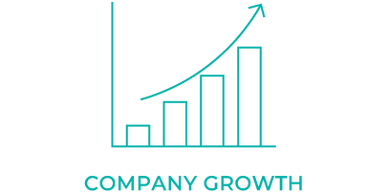 An icon of a chart depicting company growth.