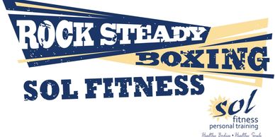 Rock Steady Boxing class with SOL Fitness logo in Janesville, WI
