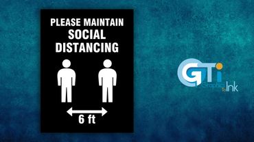 Signage, floor graphics, stickers, labels, covid 19 signs, social distancing