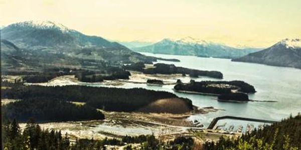 A view overlooking the Hoonah Harbor & Port Fredrick. 