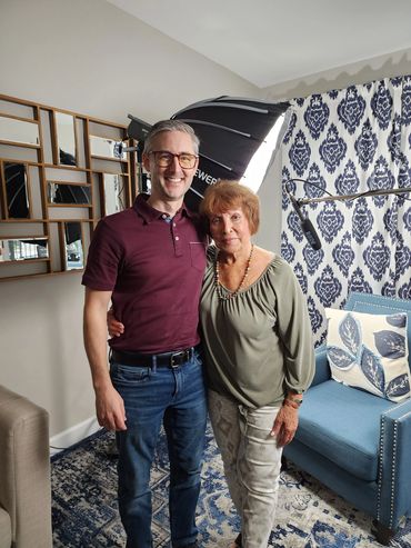 The Posterity Project's founder poses with a StoryTeller after filming her personal legacy video.