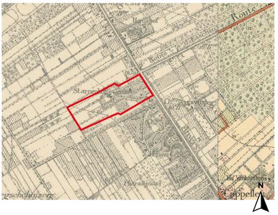 Topografische kaart van België (1904), NGI met aanduiding van de vermoedelijke 20 ha, die de heer Co