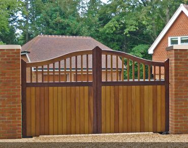 Iroko Arch top gate with open top in Wirral