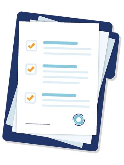 Illustration of a checklist with three checked items on a clipboard.