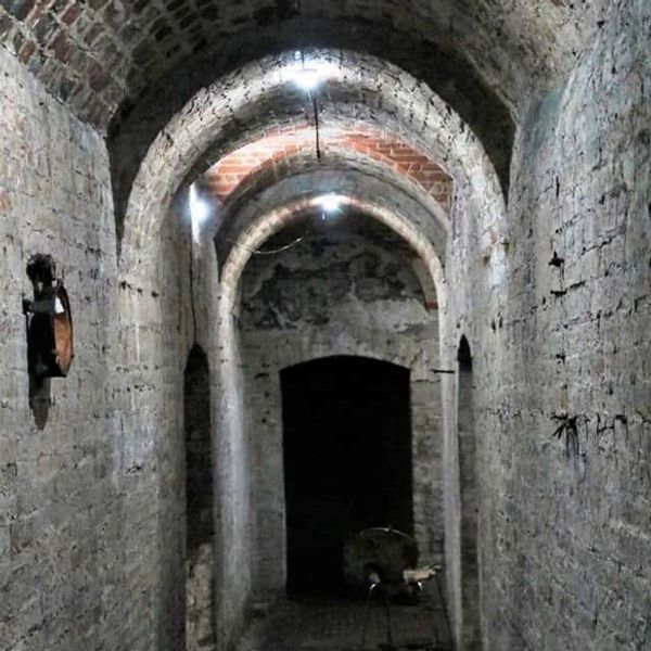 A cellar hallway