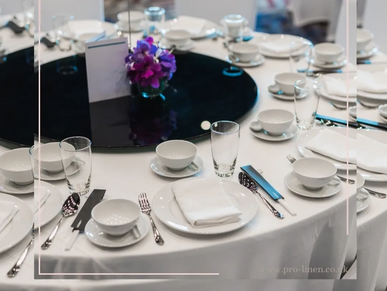 Event linen hire including chair covers and cloths for weddings and functions in Manchester.