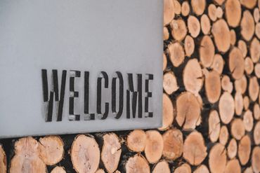 Tasting room welcome sign